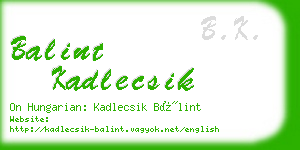 balint kadlecsik business card